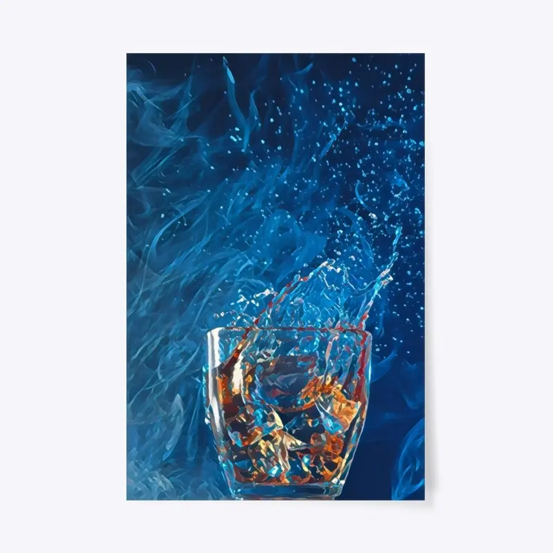 Whisky Blue Smoke - Watercolor Print