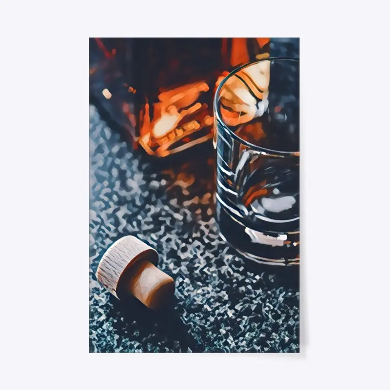 Whisky Glass & Cork - Watercolor Print